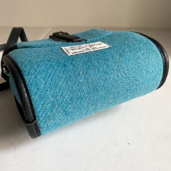Glen Appin Harrirs Tweed Blue Wool  Small Square Crossbody Bag - Picture 6 of 9